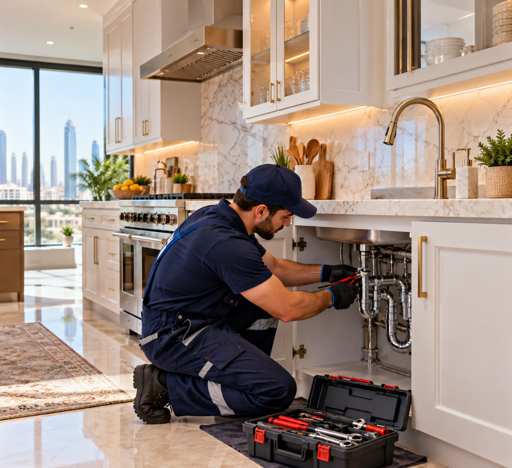 Modern kitchen plumbing area